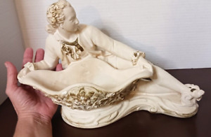 Alexander Backer co. XL Porcelain Figural Sweetmeat. man with bath bowl. Antique