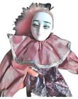 Well loved, 1980 Vintage Harlequin Jester Doll pink/silver design
