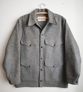 Vintage Filson Mackinaw Wool Cruiser Size Large Light Grey Jacket USA EUC