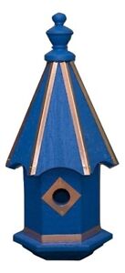 BLUEBIRD BIRDHOUSE - Bright Blue with Copper Trim & Accents Amish Handmade USA