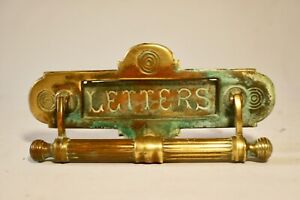 Antique arts and crafts letterbox with door pull verdigre patination