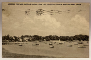 Looking Toward Sheldon House from Pine Orchard Harbor, Connecticut CT Postcard