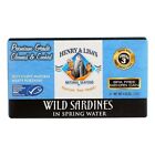 12 x Henry & Lisa's Wild Sardines in Spring Water 4.25 oz EXP 11/2027, 12-pack