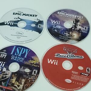Nintendo Wii Games Lot of 4 Bundle Epic Mickey 2 Cars Race  o Rama I Spy