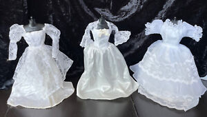 Lot of 3 vintage Barbie Doll Size Wedding Dresses one Tagged