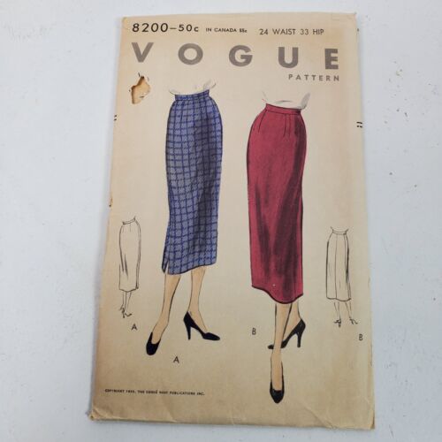 Vintage 1955 Vogue 8200 Sewing Pattern Skirt Size 24/33