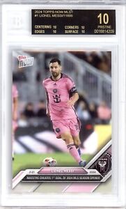New ListingLIONEL MESSI BGS 10 BLACK LABEL 2024 TOPPS NOW MLS #1 1ST GOAL OF SEASON 209