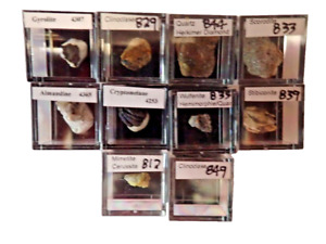 Micromount Mineral Lot MM90-10 Fine Specimens in Acrylic Boxes-Visit eBay Store!