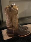 Western Leather Boot with Antique Cognac Bullhide, 11 EE, Rare