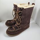 L.L. Bean Brown Leather Mocassin Shearling Lined Lodge Boots Size 8 Womens