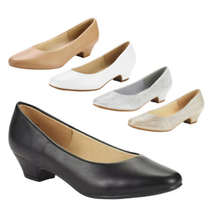 Women Classic Round Toe Dress Pump Low Chunky Heel Slip On Comfort Pump Shoes