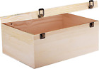 14″ X 10″ X 6.5″- Large Wooden Box with Hinged Lid - Unfinished Wood Box - Pine