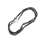 King Baby Studio Multi Wrap Charcoal Silk Bracelet With Crown Silver Alloy Beads