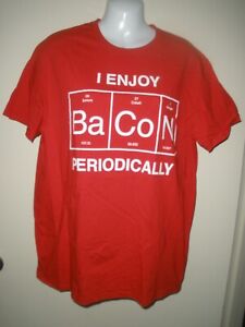 #C Mens Shirt Tee L Red Bacon Meat Eater Keto Smart Clever Humor