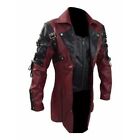 Punk Gothic Men Pu Leather Trench Coat Motorcycle Biker Jacket Overcoat