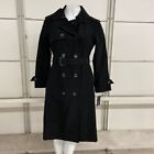 LONDON FOG Double Breasted Belted Hooded Trench Coat Women's Size XL Black