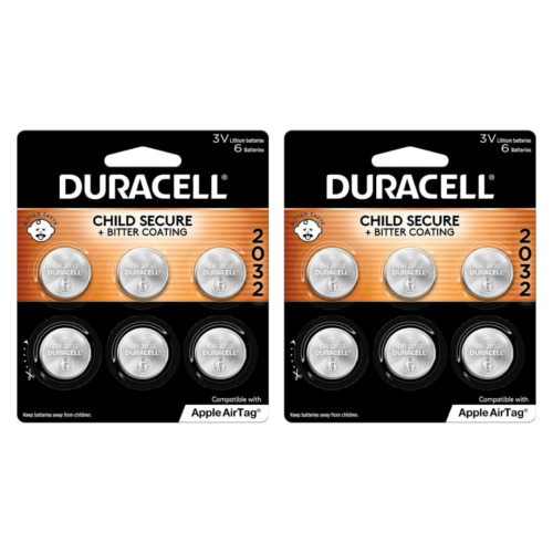 Duracell CR2032 3V Lithium Battery Coin Cell 6 count (Pack of 2)