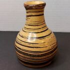 New ListingVintage Pottery Solid Hard Thick Small Bud Vase 1970's  Tan And Dark Brown  MINT