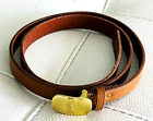 Polo Ralph Lauren Brown Leather Antiqued Polish Brass RL Polo Buckle Belt M