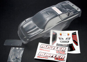 Traxxas 1/10 Rustler VXL * CLEAR BODY SHELL WING & DECALS - LID COVER * 3714