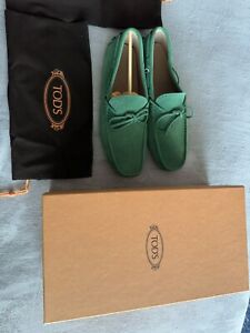 Tod's Drivers Men's Loafers Green Suede Size 8US/7UK Made In Italy