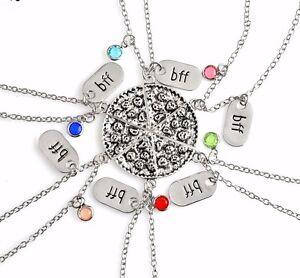 BFF Necklace Pizza Best Friend Necklaces Pendant Friendship Jewelry Charm - 6pcs