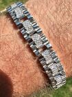 Mens 10mm Iced Presidential Bracelet Real 925 Sterling Silver Flooded Out HipHop