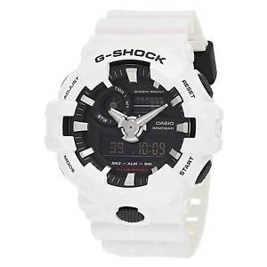 Casio Men's Watch G-Shock Quartz Black Analog-Digital Dial White Strap GA700-7A