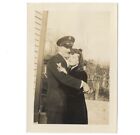 Vintage Photo USN Navy WWII Sailor Hugging Gorgeous Wife 1940s Military Couple