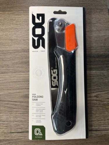 SOG Camping & Hunting Carbon Steel Blade Rubber Handle Black Folding Saw F10NCP