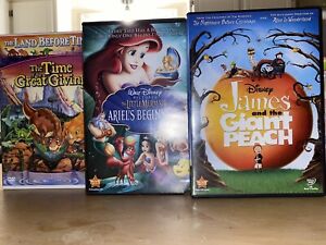 James and the Giant Peach +The Little Mermaid + Land Before Time DVD lot Of 3!