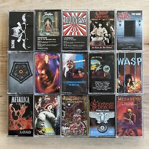 15x HEAVY METAL Cassette Tape Lot: RARE Iron Maiden Metallica Megadeth Danzig