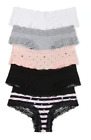VICTORIA'S SECRET 5-Pack Lace Waist Cotton Cheeky Panties  Size L, M,S New #B3-5
