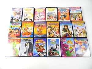 Lot of 18 Kids Movies Children's Shows Cartoons  Anastasia Barney Scooby Doo