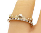 925 Sterling Silver - Topaz Love Heart Crown Gold Plated Ring Sz 7.5 - RG5680
