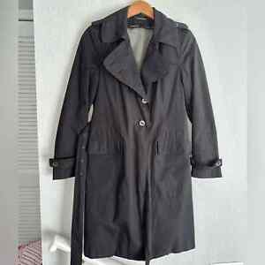 Calvin Klein Black Trench Coat Small Houndstooth Removable Interior