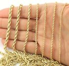 14K Yellow Gold 1mm-5mm D/C Rope Chain Link Necklace Bracelet Mens Women 7