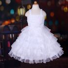 White Fancy Ruffled Flower Girl Wedding Pageant Dress, Size 6 (SE24592)