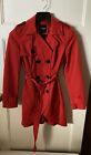 Bebe Red Trench Coat Tulip Detail Size Small