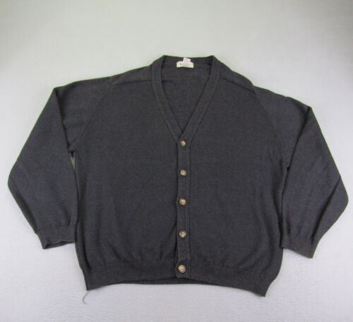 Vintage LL Bean Sweater Mens Extra Large Gray Cardigan Button Up Scotland Cotton