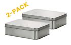 16 OZ. Silver Metal Tin Storage Boxes (2-Pack) - Ships From USA!