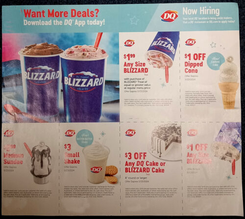 NEW 🍦DAIRY QUEEN COUPONS LOT DQ Ice Cream Blizzard Fast Food Restaurant 5/23/24
