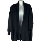 RACHEL ZOE 2 Ply 100% Cashmere Open Front Cardigan Sweater Black Fits Large