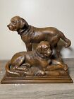 Sculpture MOUNTAIN Lodge 2 Lab Labrador Dogs Chocolate Brown Resin Hand-Cast