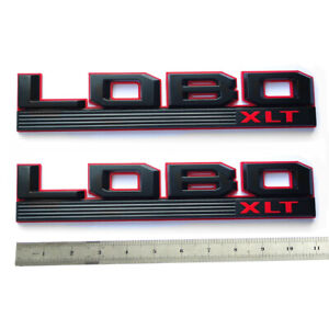 2x OEM LOBO XLT Emblem fender Badge fits F150 LOBO F-150 FL3Z-16720-L Black Red
