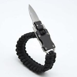 Black Paracord Tactical Knife Bracelet Survival Gear EDC 2023