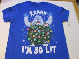 RUDOLPH THE RED-NOSE REINDEER ABOMINABLE SNOW MONSTER I'M SO LIT T-SHIRT LG NEW