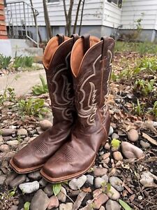 Nocona Brown Leather Western Boots Cowboy Boots Mens Size 10.5 EE