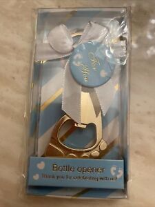 12 Pack Footprint Keychain Bottle Opener Baby Shower Favors Gift Boy Blue