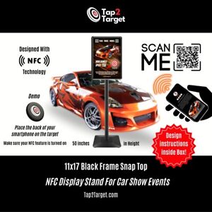 Black Car Show Display Stand 11x17in Snap Frame With NFC and QR Code Technology